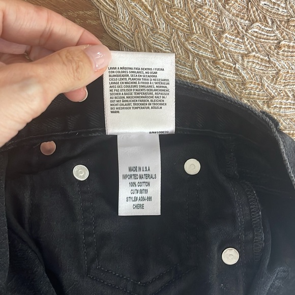 Agolde Black Distressed High Rise Straight Leg Fray Hem Cherie Jeans | 28 - Picture 3 of 10